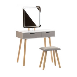 Toaletka biała ANJA W3 lustro + LED + taboret