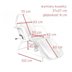 Fotel kosmetyczny 557A z kuwetami biały