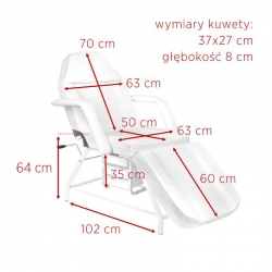 Fotel kosmetyczny 557A z kuwetami biały