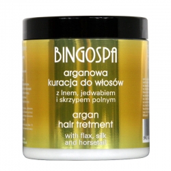 BINGOSPA Arganowa kuracja do włosów z lnem, jedwabiem i skrzypem polnym 250g