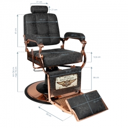 GABBIANO FOTEL BARBERSKI BOSS HD MIEDŹ OLD LEATHER CZARNY