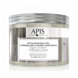 Apis inspiration, wygładzająca sól do kąpieli z minerałami z morza martwego, algami morskimi i drobinkami kokosa, 650 g