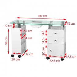 Biurko Glass 013B z pochłaniaczem AM-8A białe