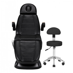 Fotel kosmetyczny elektryczny Sillon Lux 273b 3 silniki z taboretem 304 czarny
