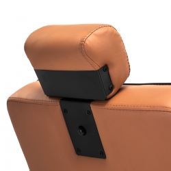 Fotel barberski Gabbiano Visionerio jasnobrązowy z czarną podstawą