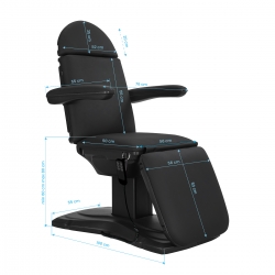 Fotel kosmetyczny elektryczny Sillon Eclipse 3 silniki czarny
