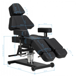 Fotel hydrauliczny do tatuażu Pro Ink 605 płynna regulacja czarny